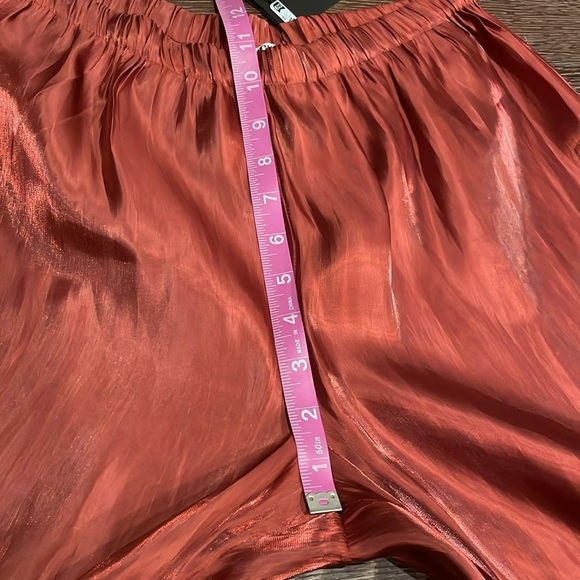 ❣️NWT Zara red shiny straight leg pants sheer lingerie vacation flowy small - Picture 12 of 14